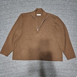 Everlane Men’s XL Brown No-Sweat Quarter-Zip Cotton Sweater